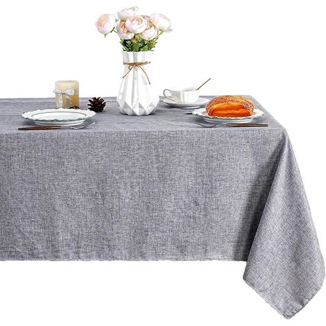 Rechteckige Tischdecke (140 x 240 cm) aus waschbarem und fleckenabweisendem Polyester, ideal für Esszimmer, Garten, Terrasse und als Dekoration. Farbe: Grau. (1/5)