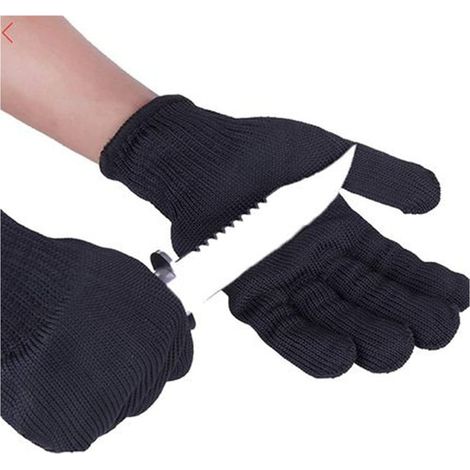 Gants résistants aux coupures, Gants résistants à l'usure et aux coupures en Fil d'acier de Grade 5, Gants résistants aux Coups de Poignard, Gants en Fil d'acier Inoxydable, Auto-défense C (1/5)