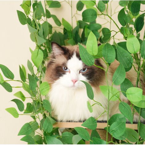 Griffoir arbre pour chat 190 cm avec 4 plateformes, feuilles amovibles et surface résistante aux griffes en MDF (1/5)