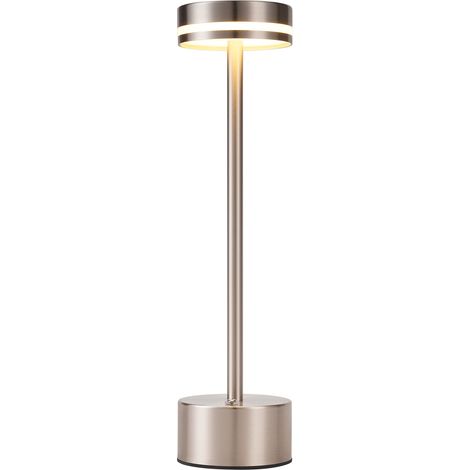 GBLY Lámpara de mesa  con batería LED inalámbrica, regulable (3000-6500K) y táctil USB-C, color plateado, ideal para dormitorio, comedor y oficina.