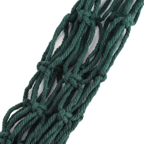 Bohème-Flaschenhalter – Handgefertigter Hängebeutel aus Baumwollseil – 86 cm – Dunkelgrün (1/5)