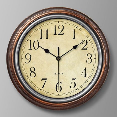 Horloge Murale Vintage Ø 30 cm - Cadran Arabes sur Fond Bois - Radio-pilotée (1/5)