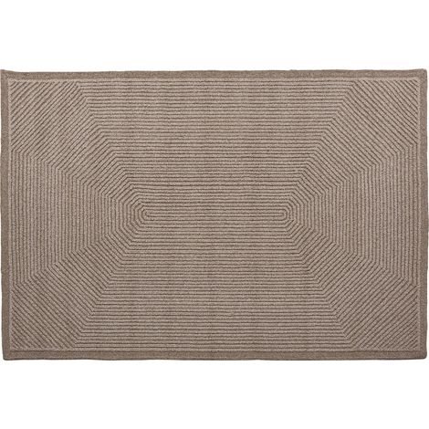Tapis en laine brun au relief graphique - tons bruns (1/4)