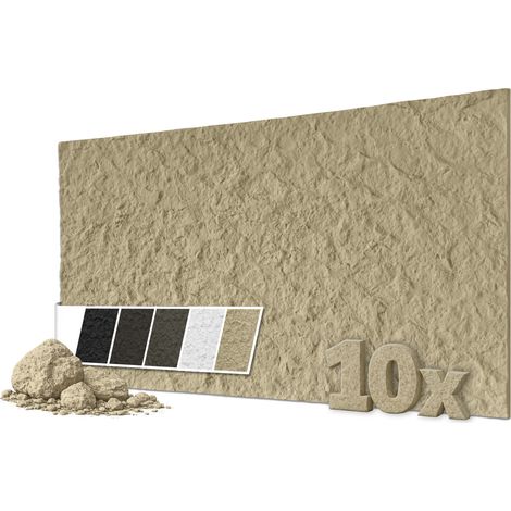 HEXIM Wandpaneele 3D Steinoptik 120x60cm – PU Wandverkleidung in Bruchstein-Felsen Kunststoff-Steinwand 2cm Stärke: 10 Paneele, A007-15 Beige