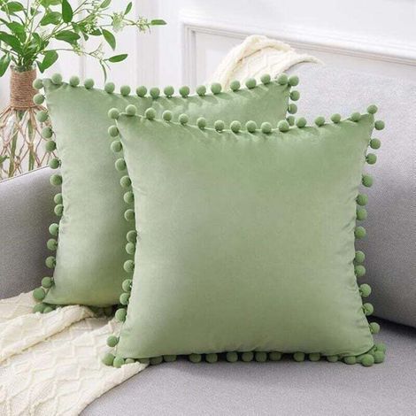 pair Housse Coussin 40x40 Decoratif Canape Salon Chambre Maison 2pcs Housses Coussins pour Decoration Interieur Chambre Maison Fauteuil Relax Bureau Enfant Coussin en Sage Vert (1/4)