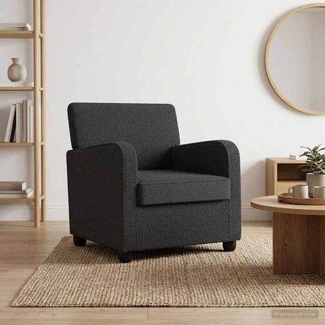 vidaXL Sillón Gris oscuro Borreguillo sintético (1/5)