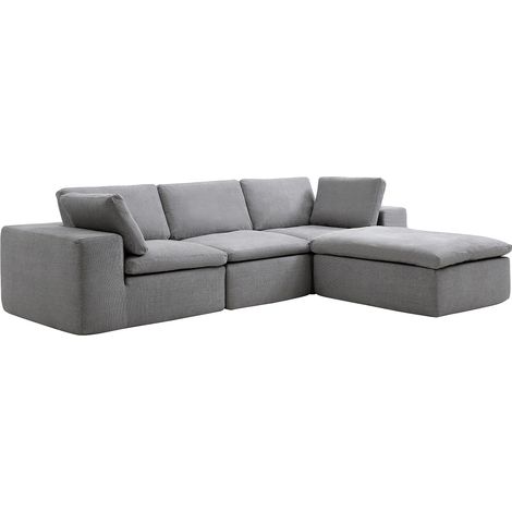 Divano angolare modulabile in tessuto grigio - CORTOLINE