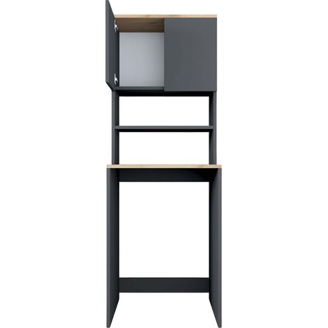 Cotecosy – Meuble machine à laver avec étagères – Dimensions 65x60x183,6 cm – Panneau mélaminé 18 mm – Fixation murale pour stabilité (1/6)