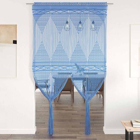 Rideau en macramé Bleu 140x240 cm Coton (1/5)