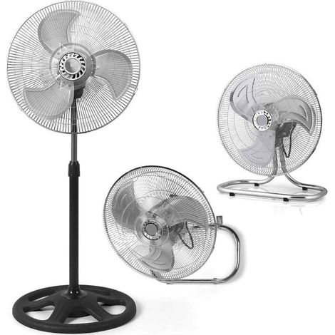 Trade Shop - 3-in-1-Ventilator, Tischständer, Wandmontage, 3-Gang-Oszillation, 55 W, 45 cm Flügel - (1/5)
