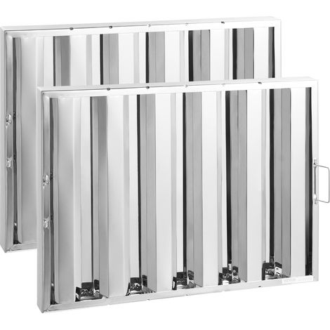 VEVOR Commercial Hood Filter, 24.5W x 19.5H Inch Range Hood Filters, Stainless Steel Restaurant Range Hood Baffle Filter for Grease Rated Commercial Kitchen Exhaust Hoods, 5 Grooves, Pack of 2 (1/5)