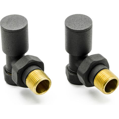 Reina Portland Angled Radiator Valves Pair 15mm - Anthracite