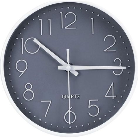 Horloge Murale Silencieuse - 20 cm Écran en verre - Bureau cuisine salon - Grise (1/5)