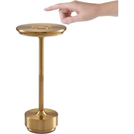 Lampe de bureau LED rechargeable sans fil à intensité variable, lampe de bureau tactile, lampe de chevet pour salon, lampe tricolore, dorée. (1/5)