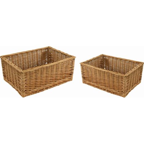 Set 2 Cassetti in vimini naturale rettangolare