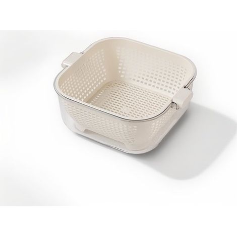 Panier de cuisine à double égouttage - Passoire - Tamis - Panier à légumes - Panier à fruits - Panier à légumes - Blanc (1/5)