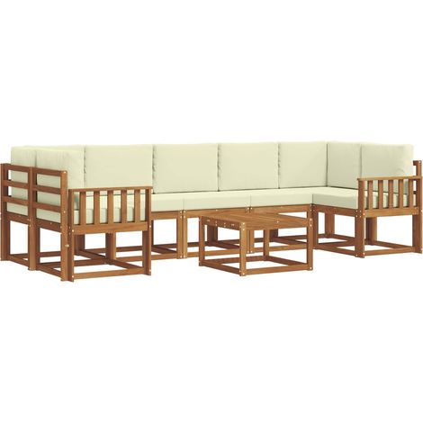 Conjunto de sofás de exterior con cojín 8 pcs Natural y Crema vidaXL (1/5)