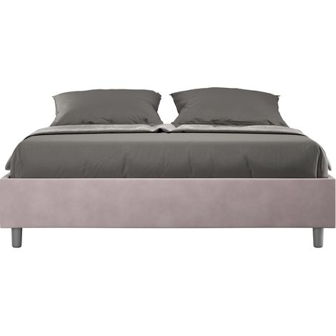 Letto contenitore da 160x200 in microfibra glicine Azelia (1/5)