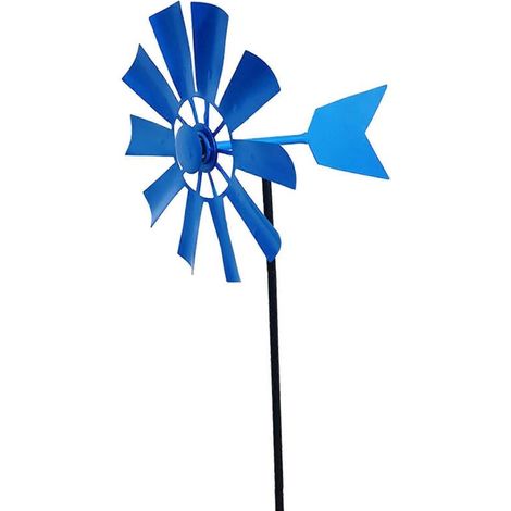 Rotierende Windmühle aus Schmiedeeisen, Metall-Landschaftsdekoration für den Außenbereich, Garten, Rasen, Wetterfahnen-Dekoration. (1/4)