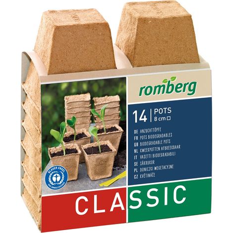 Romberg – Pots de semis CLASSIC carrés 8 cm – Sans tourbe, lot de 14 (1/2)