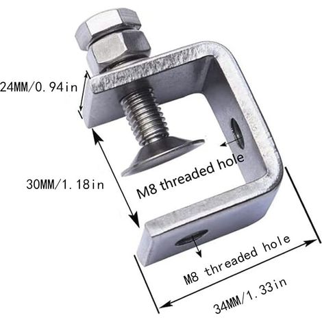 Lot de 4 - En Acier Inoxydable 304 Pinces En Forme De u En De c Étau À Bois Robustes En De c Avec Une Large Ouverture (1/5)