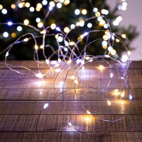Luci decorative da esterno da 10 m, 100 LED, bianco freddo/caldo + trasformatore - Luci e decorazioni natalizie Feeric