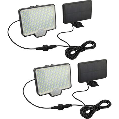 Lampe Solaire LED, Applique Murale Extérieure avec Détecteur de Mouvement avec 294 LED, Lampe de Jardin IP65 avec Batterie 1800 MAh, Niveaux de luminosité Réglables et Quatre