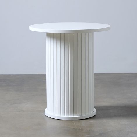 Table d'appoint ronde 50x55 cm plaqué chêne blanc - SKYRA