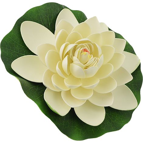 Coussinets de lotus artificiels flottants en mousse, imitation fleur de lotus, plantes décoratives réalistes pour bassin, piscine et aquarium, blanc (1/5)
