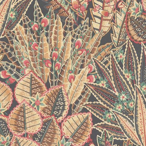 Flowers wallcovering wall Profhome 396531 hot embossed non-woven wallpaper slightly textured with floral ornaments matt brown red black beige 5.33 m2 (1/5)