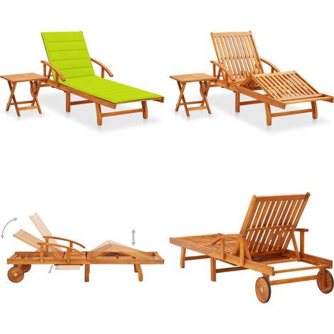 Sonnenliege mit Tisch und Auflage Akazie Massivholz - Sonnenliege - Gartenmöbel - Holz-Sonnenliege - Liege - Outdoor Möbel - Home & Living (1/5)
