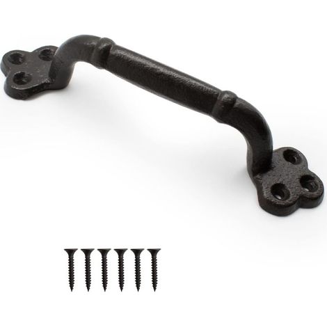 Poignée de porte KLEHOPE, poignée de porte de grange, poignées de porte intérieures en fer noir, longueur 220 mm. Convient aux portes de cabanons, garages, armoires, salles de bains. (1/5)