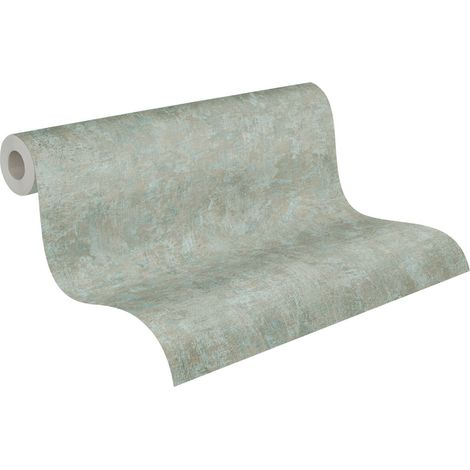 Papier peint structuré vert et gris Tapisserie intissée moderne pour salon Papier peint aspect gaufrage idéal pour cuisine (1/5)