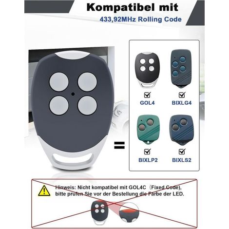 Lot de 2 télécommandes pour Porte de Garage - Compatible avec télécommande Ditec 433,92 MHz GOL4, BIXLG4, BIXLP2, BIXLS2-4 Canaux (1/5)