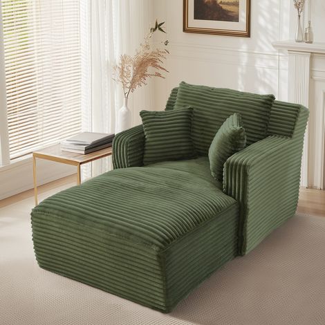 Chaiselongue 166x100x82 cm grün, Cord, ohne Montage, 1-Sitzer MEUBLIV (1/5)