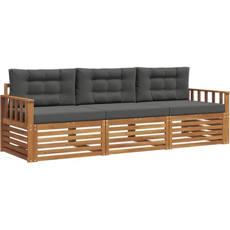 vidaXL  Outdoor Sofa Set  with Cushion 3 pcs Natural and Anthracite
