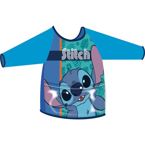 Tablier de protection PVC manches longues pour enfants 2-4 ans – Poche transparente – Motif Lilo & Stitch – Lavage à la main – Arditex