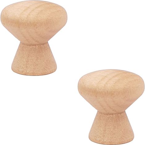 2x bouton bois rond brut naturel poignée avec vis tiroir meuble commode armoire, diamètre 20mm