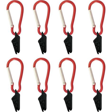 Juego de 8 piezas: Clip para lona, Clip para tienda de campaña, Poste de remolque para tienda de campaña, Gancho, Pinza de cocodrilo, Pinza de tiburón, Clip para tienda de campaña, Clip para lona, Cli (1/5)