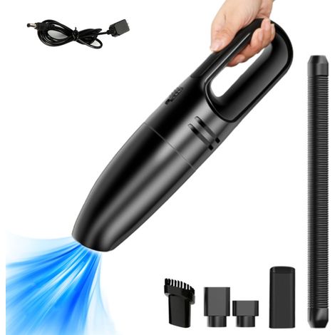 Tragbarer Autostaubsauger, für trockene und nasse Oberflächen, USB-wiederaufladbarer kabelloser Handstaubsauger, leicht und tragbar, inklusive Bürstenkopf und Verlängerungsschlauch.