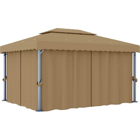 Tonnelle avec rideau 4x3 m Taupe Aluminium (1/5)