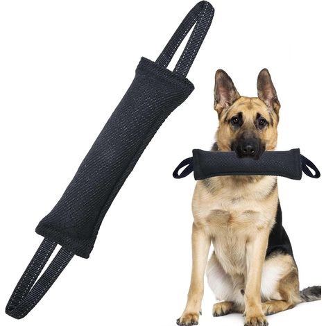 Boudin à Mordre Jouet pour Chien avec 2 Anses Robuste, Jouet Remorqueur Morsure Chien avec Bandes Réfléchissantes, Jouets Chiens Interactifs, Pour I'entraînement le Tir à la Corde et l'exercic (1/5)