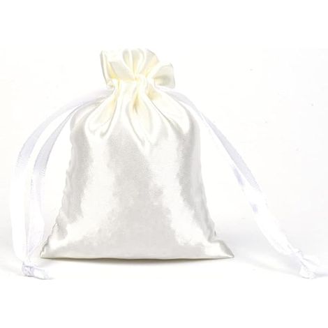 Sacchetti regalo con cordoncino in tessuto di seta, 15x20 cm, sacchetti per gioielli, sacchetti in raso riempibili, sacchetti regalo con cordoncino per gioielli, confezioni regalo (Beige) (1/2)