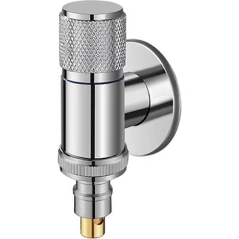 Robinet d'arrêt d'eau automatique pour lave-linge, en laiton massif, fixation murale, sortie d'eau froide simple, couleur argent. (1/4)