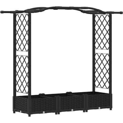Hochbeet mit Rankgitter und Dach Schwarz 169 x 40 x 125 cm PP vidaXL
