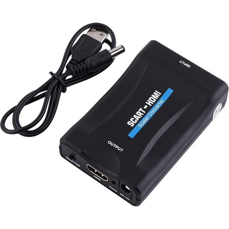 VBESTLIFE Convertisseur Péritel vers HDMI, Adaptateur Péritel vers HDMI, Convertisseur Audio Vidéo, 720P, 1080P, avec Câble USB, 88 x 57 x 25mm, Compatible avec HDMI1.4, Prise en de la (1/5)