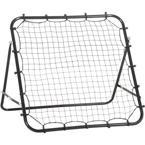 Rebondisseur de football pliable 96 x 80 x 96 cm en métal noir, angle réglable, filet résistant, pour entraînement, passes et coordination au jardin CHICFURN (1/5)