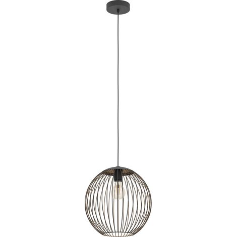 Sospensione Rustica Country Almanzora Acciaio Nero 1 Luce E27 Ip20