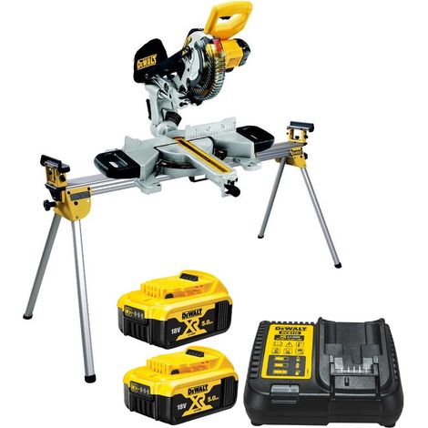 Dewalt DCS365M2 18v Cordless XPS 184mm Mitre Saw, 2 x 5.0ah + DE7023 Leg Stand (1/3)