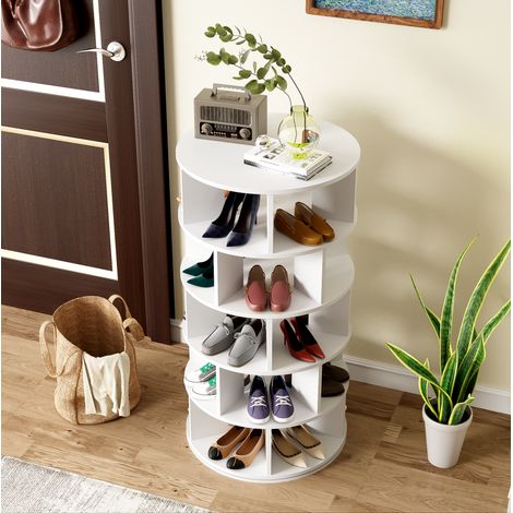 Mobile portascarpe girevole, 5 livelli, 115 cm, bianco HAVRYA (1/5)